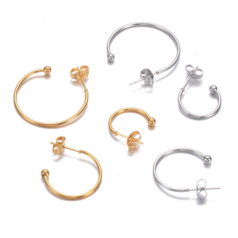 10 PCS/Package 304 Stainless Steel Solid Color Hook Earring Findings
