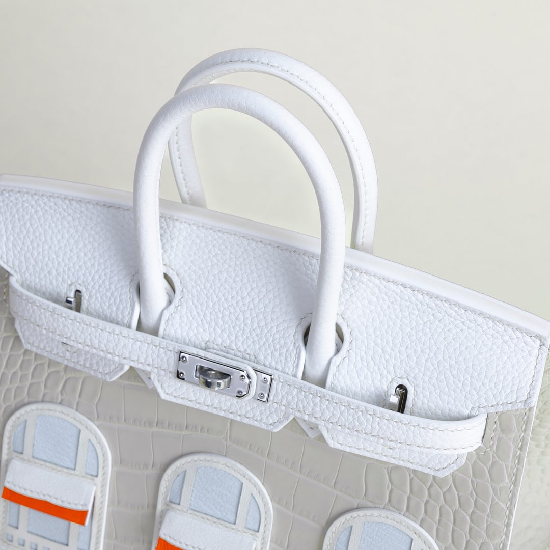 Birkin 20 Faubourg Alligator/Epsom/Sombaero/Madame 01 Blanc PHW