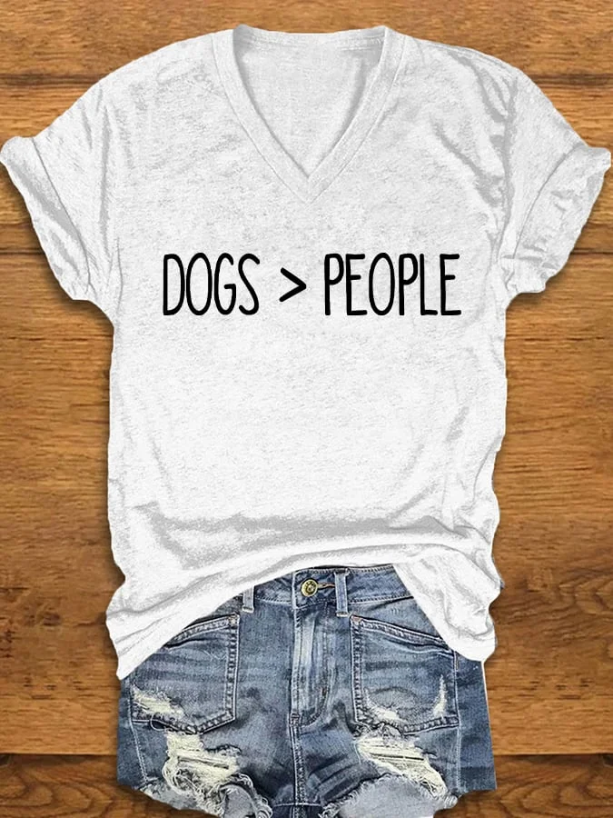 Women's Dogs Over People Print T-shirt socialshop