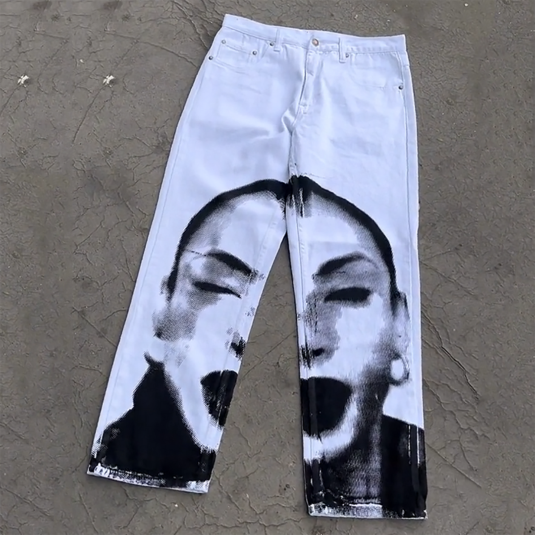 Fashion Sade Adu Print Pocket Jeans