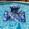 PVC Inflatable Floating Loungers with 3 Airbags Stylish Leaf Print Pool Lounger Stitch Reinforcement Maple Pattern Floating Recliner for Pool Beach Summer Water Play