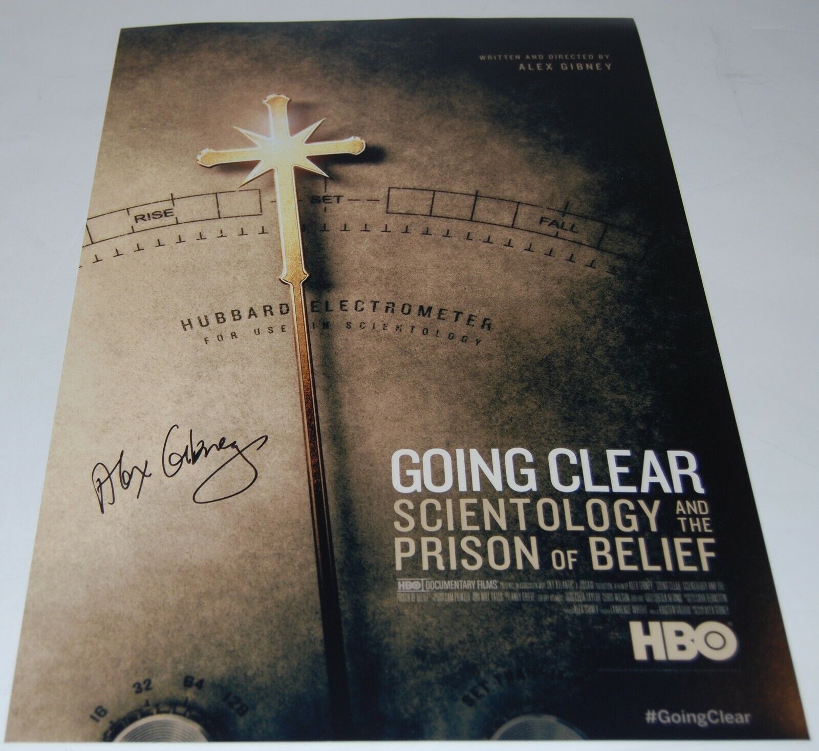 ALEX GIBNEY signed (GOING CLEAR SCIENTOLOGY & PRISON) 12X18 movie poster W/COA B