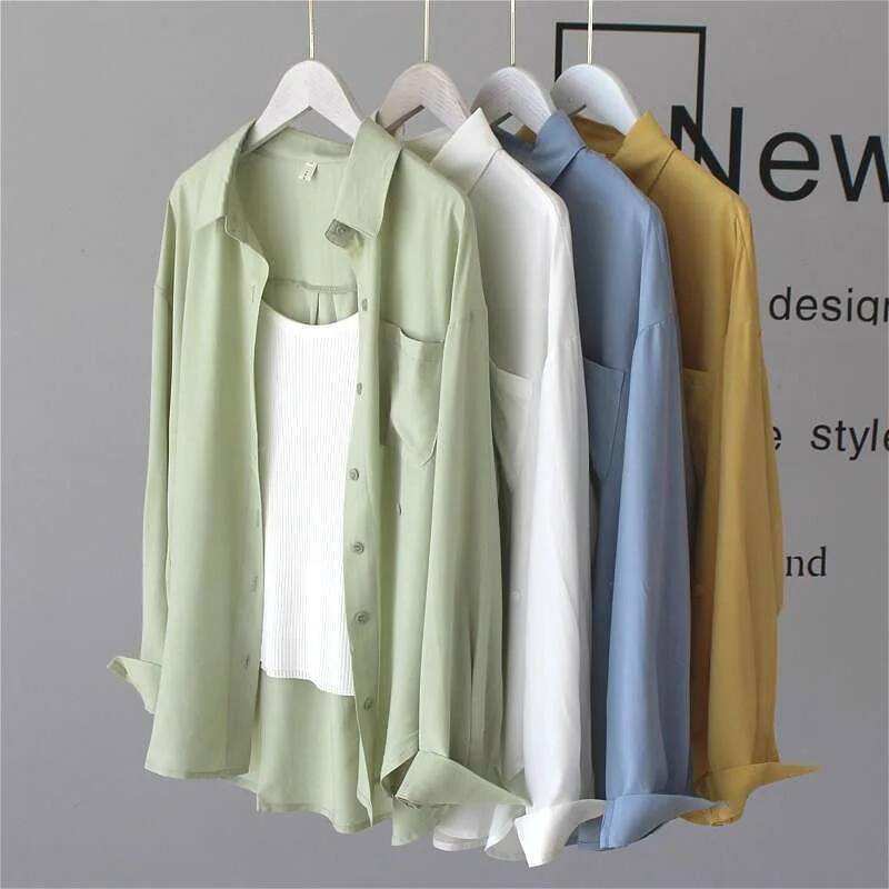 Uveng Uveng And Autumn Thin Shirt Outside The Women's Leisure Relaxed Long-Sleeved Chiffon Sunscreen Jacket 2025 Summer