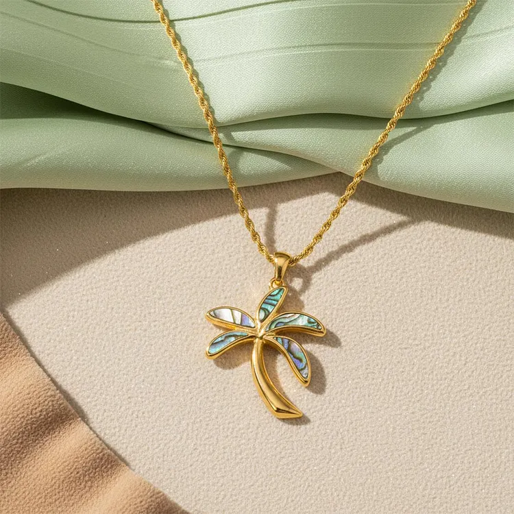 Slow Down & Breathe Palm Tree Necklace