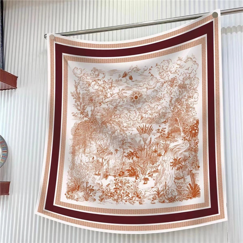 90cm * 90cm Hangzhou High Quality Twill Forged Large Square Scarf Fashion Printed Scarf Sunscreen Shawl Scarf