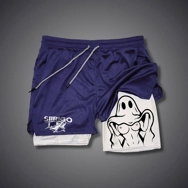 Naughty Ghost Sexy Boobs Graphic Print GYM PERFORMANCE SHORTS