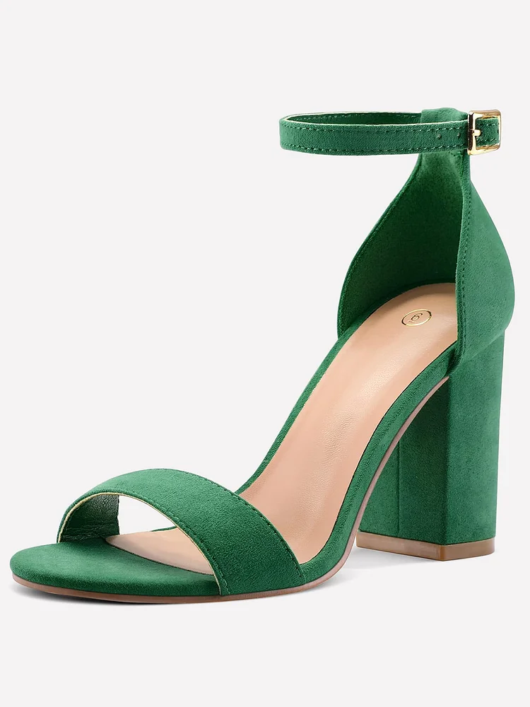 90mm Women's  Chunky Block Heels Mid Heels Sandal Strappy Open Toe Ankle Strap Dress Shoes Bridesmaid Ladies Pumps