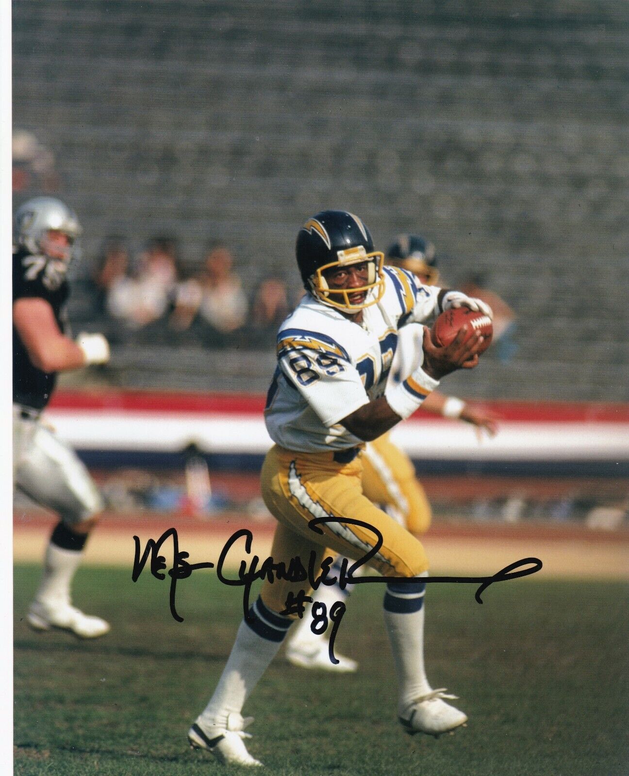 WES CHANDLER SAN DIEGO CHARGERS ACTION SIGNED 8X10