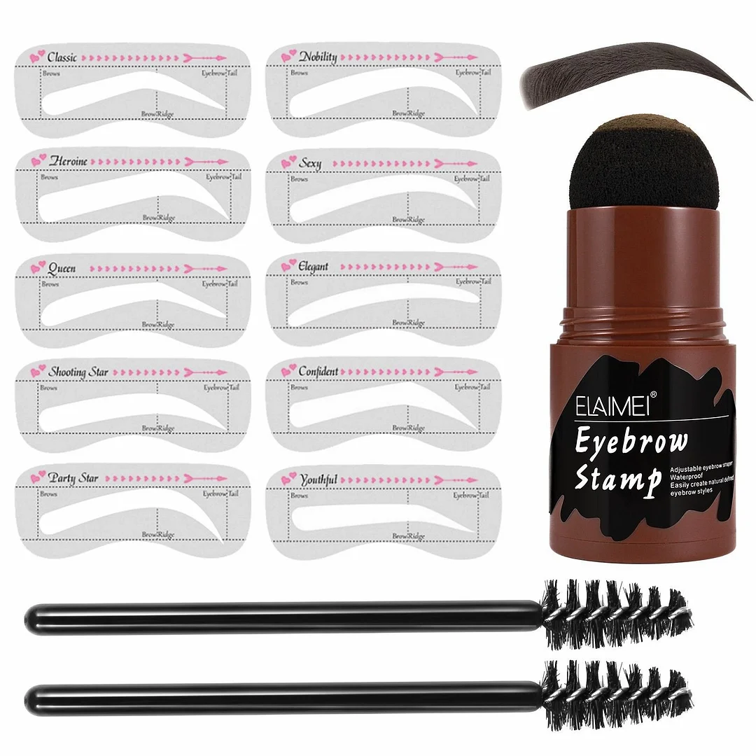 One Step Eyebrow Stamp Shaping Kit Professional Eyebrow Gel Stamp Makeup Kit with 10 Reusable Eyebrow Stencils Eyebrow