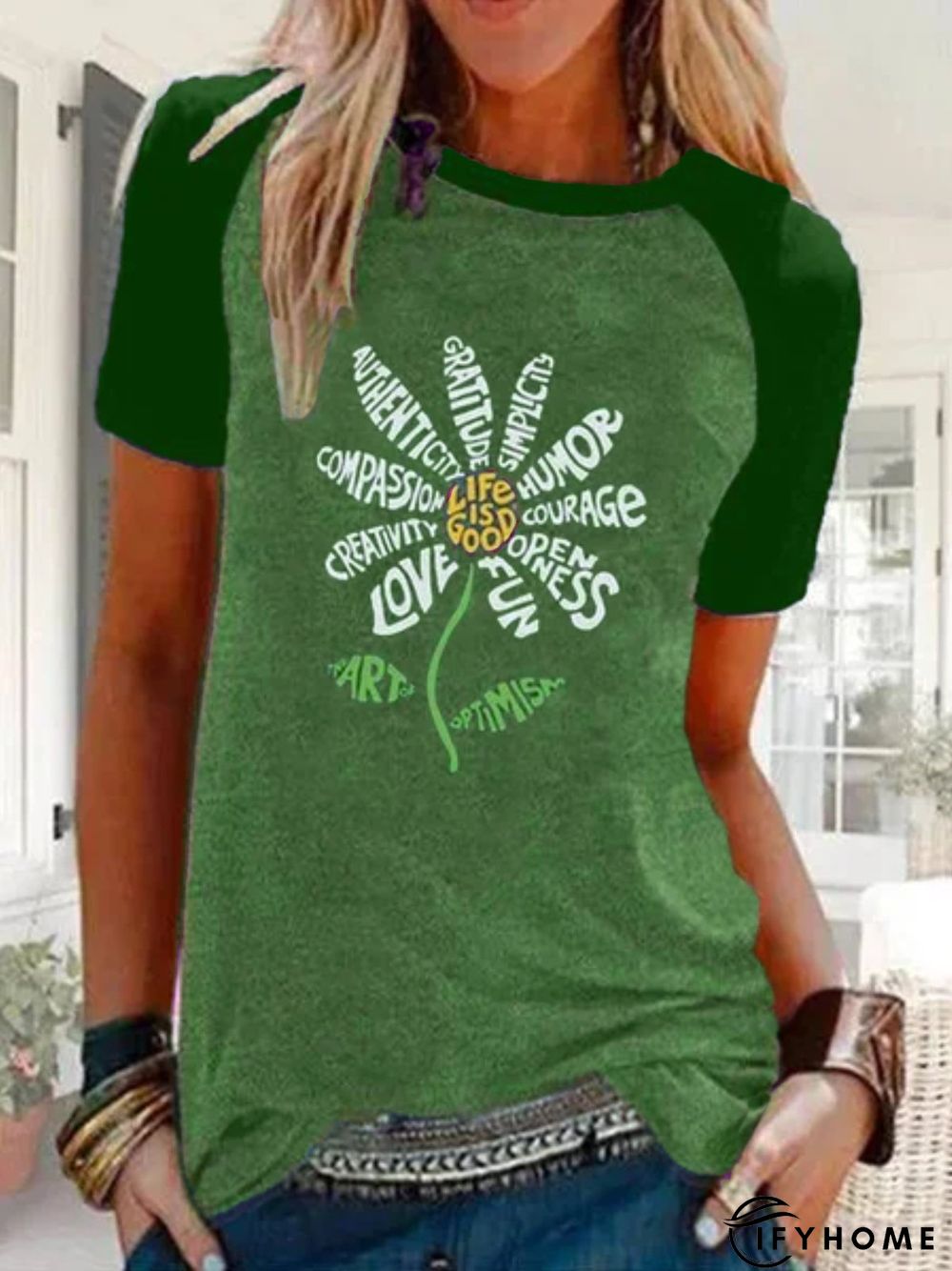 Plus Size Casual Short Sleeve Letter T-shirt | IFYHOME