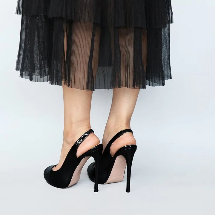 120mm Women's Strap Slingback Sandals Peep Toe Platform Stilettos Patent Heels-MERUMOTE