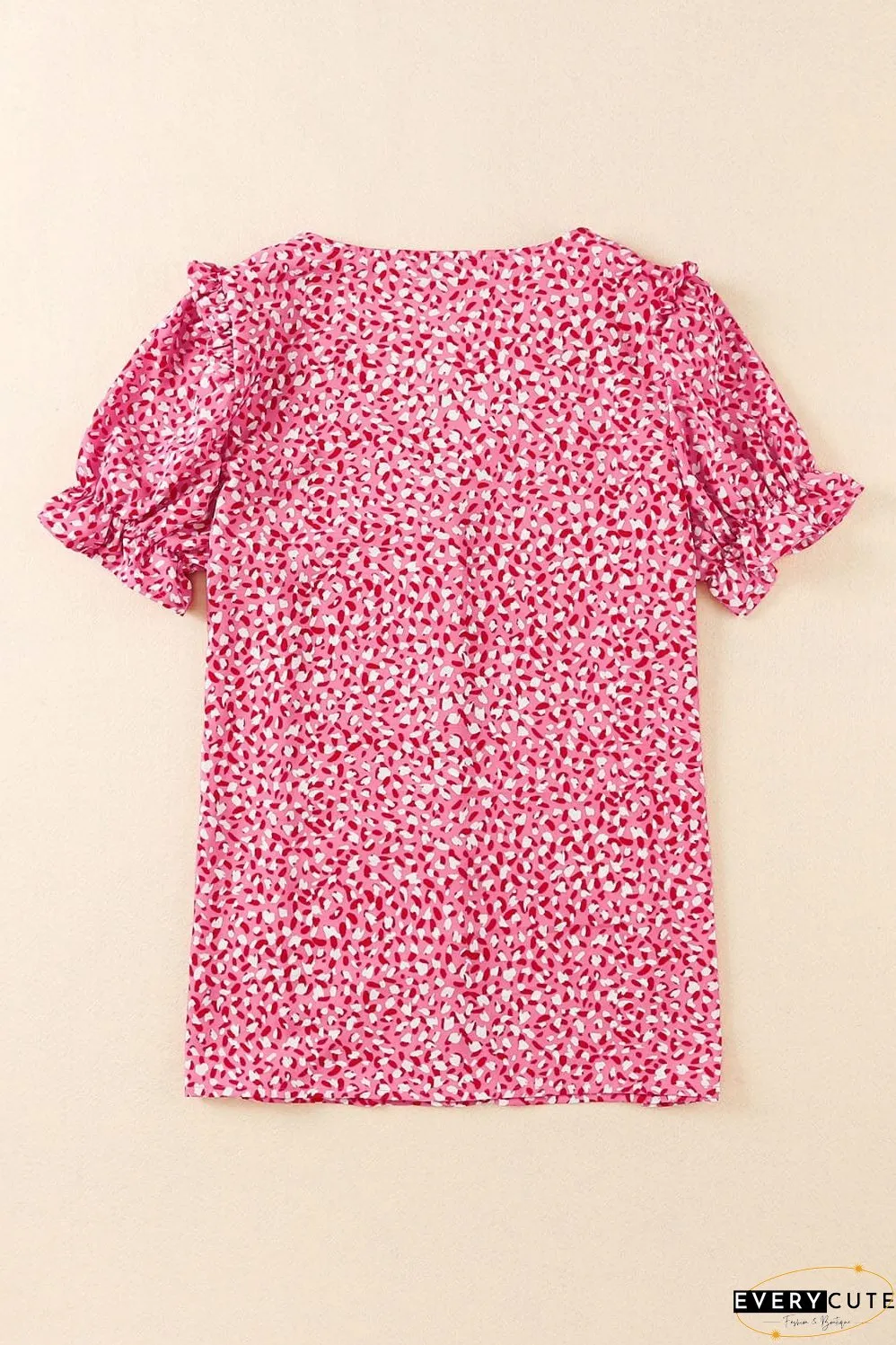Layered Plaid Short Sleeve V-Neck Lotus Leaf Blouses
