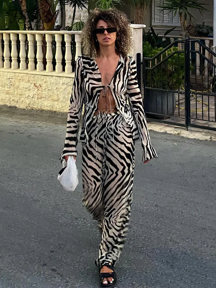 Mesh Long Sleeve 2 Piece Set