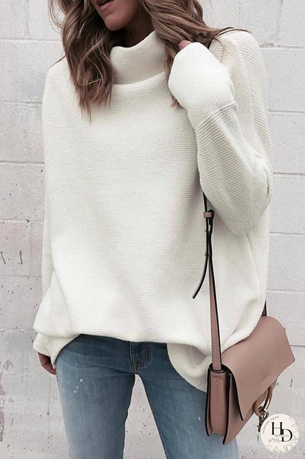 Pure White Ribbed Knitting Top