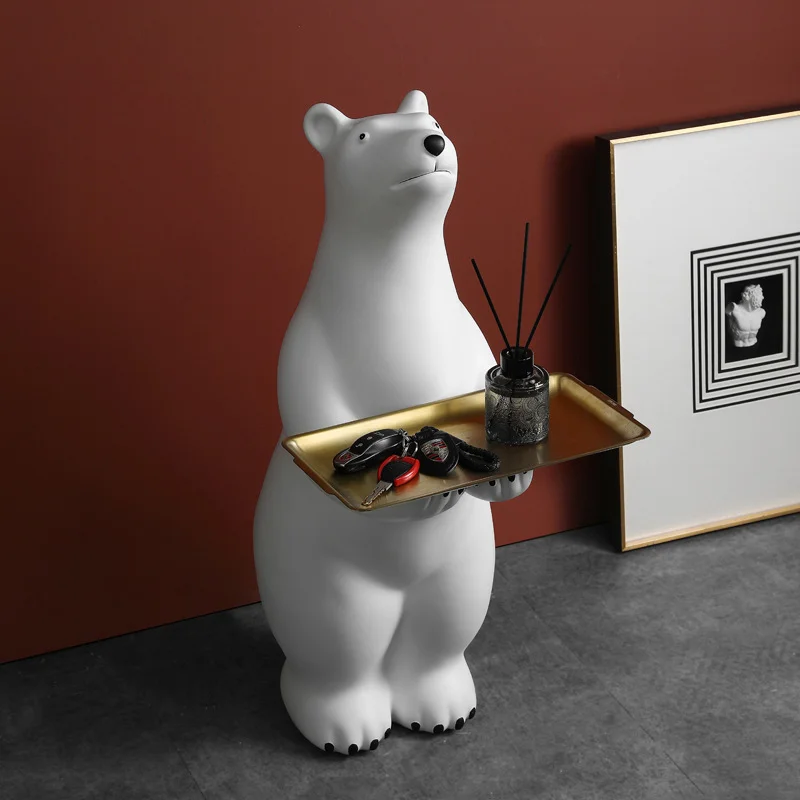 Sdrawing Sdrawing Living Room Floor Bear Ornaments Large Animal Creative TV Cabinet Porch Light Luxury Decoration Storage Tray Gift