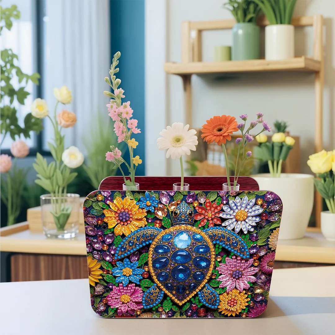 Turtle DIY Flower Vase Wooden Double Sided Desktop Diamond Art Kit Home Decor