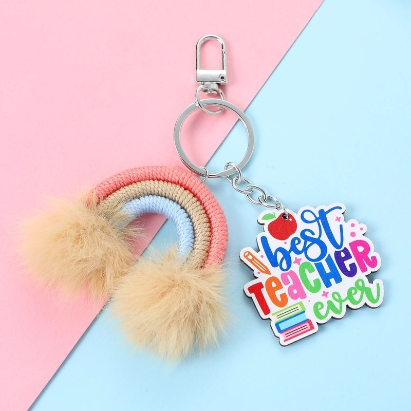 Cute Sweet Shiny Letter Rainbow Alloy Bag Pendant Keychain