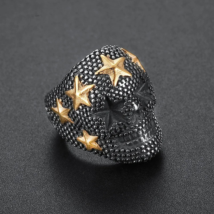 Star Dots Skull Head Ring