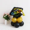 10PCS Graduation Party Decoration Cartoon Black Golden Aluminum Film Latex Balloons Celebration Supplies