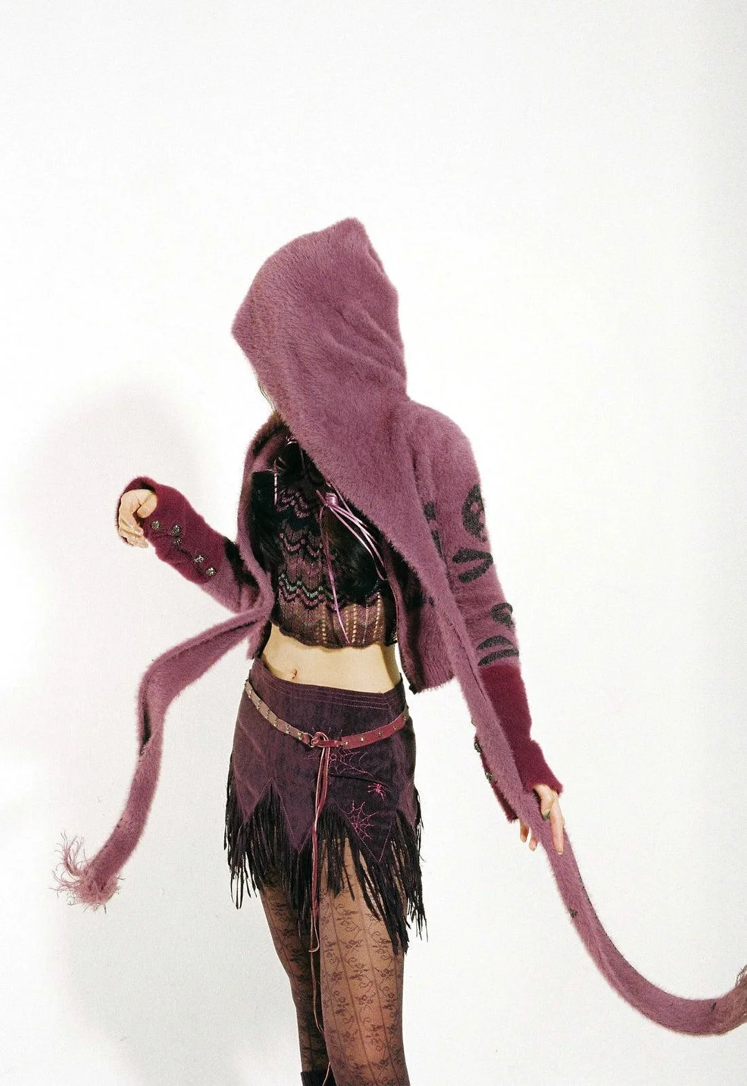 Brownm Gothic Skull Hooded Cardigan