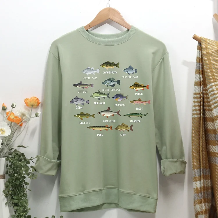 Type Of Fish Fishing Love Women Casual Sweatshirt-Annaletters
