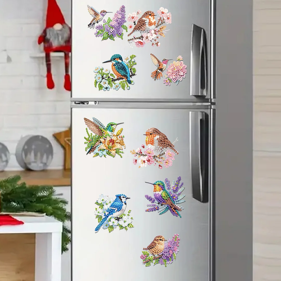 20Pcs Birds And Flowers DIY Diamond Painting Magnets Kits for Beginners Adults