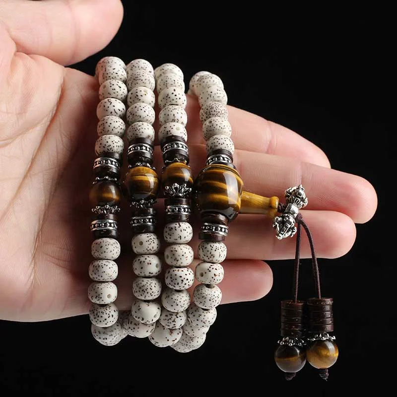 Handmade Tibetan Tiger Eye Bodhi Seed Peace Bracelet