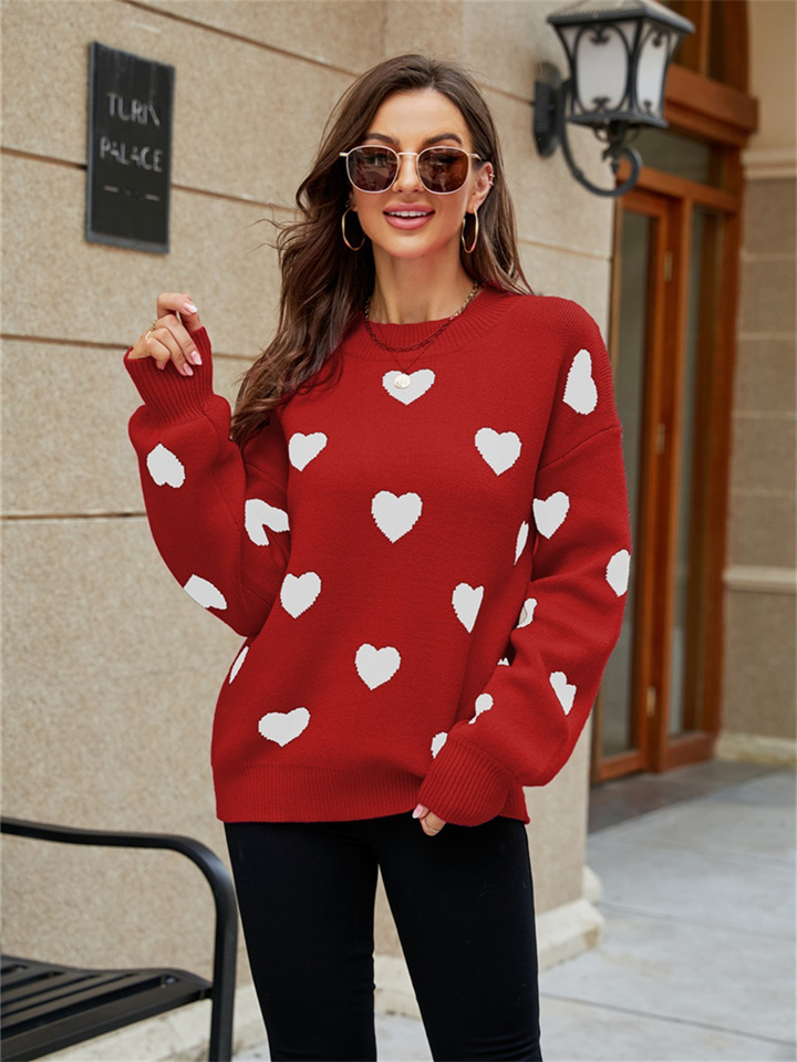 Winter New Valentine's Day Love Pullover Women's Knit Sweater Women Big Size Loose Sweater Women's Clothing
