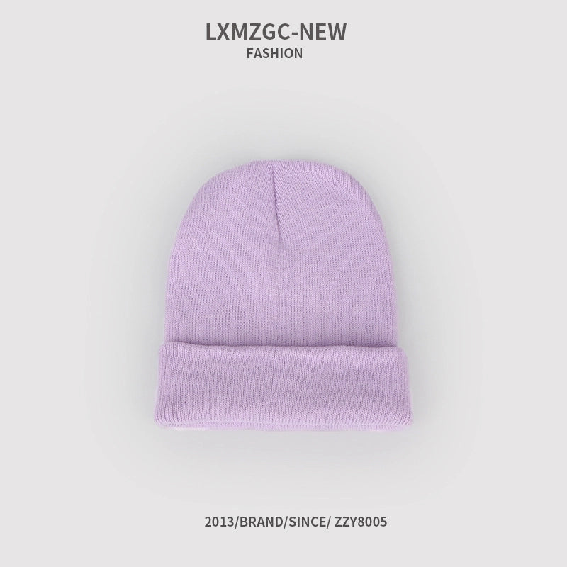 Pure Color Double-layer Warm Korean Style Knitted Hat