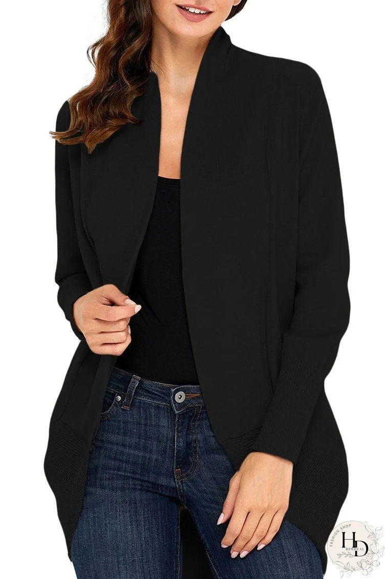 Black Super Soft Long Sleeve Open Cardigan