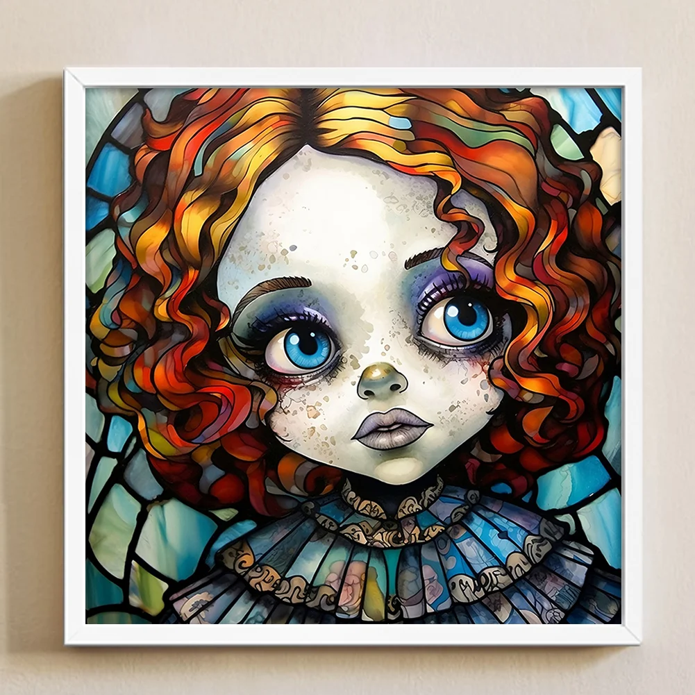 11CT Full Stamped&nbsp;Cross Stitch - Big Eyes Doll(Canvas|40*40CM)