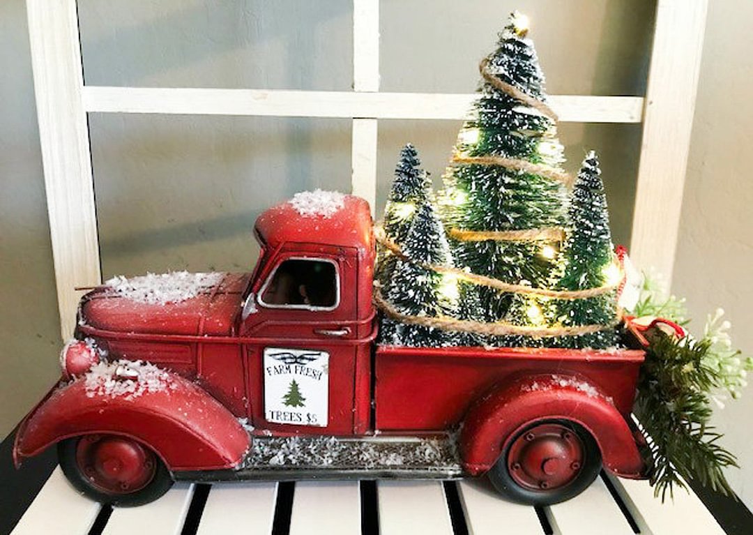 🔥Christmas Hot Sale 49% Off🔥Red farm Truck Christmas Centerpiece🎄