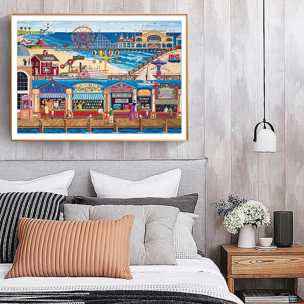 5D DIY Full Round Drill Diamond Painting Beach Paradise Rhinestone Artwork