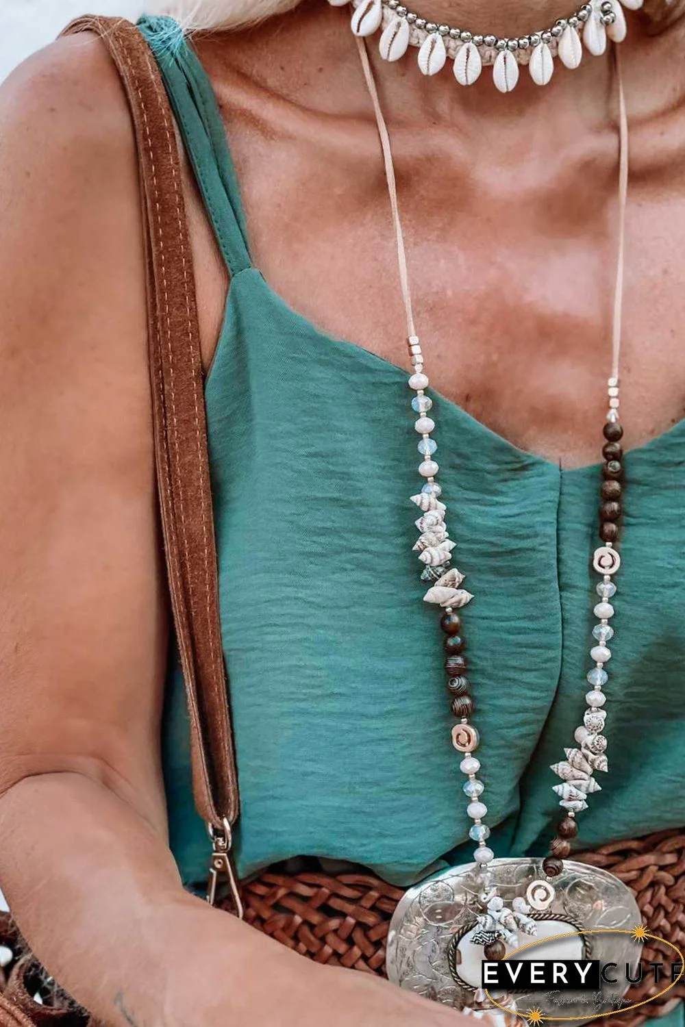 Green Solid Color Spaghetti Straps Wide Leg Jumpsuit