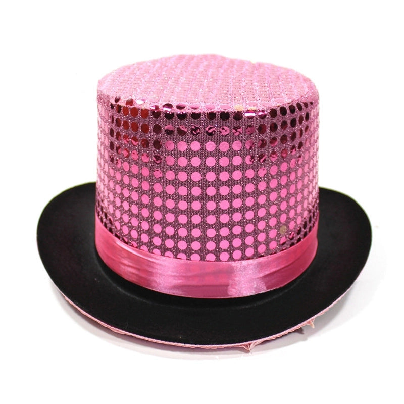 High Hat Retro British Gentleman Jazz Hat Magician Hat Performance Sequin Hat Rain Silk High Barrel Top Hat Non-woven Fabric