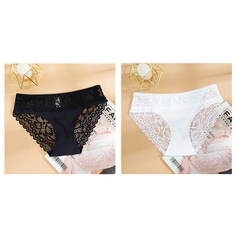 2PCS/Set Lace Panties Seamless Women's Underwear Soft Lingerie Intimate Sexy Female Underpants Comfortable Floral Pantys