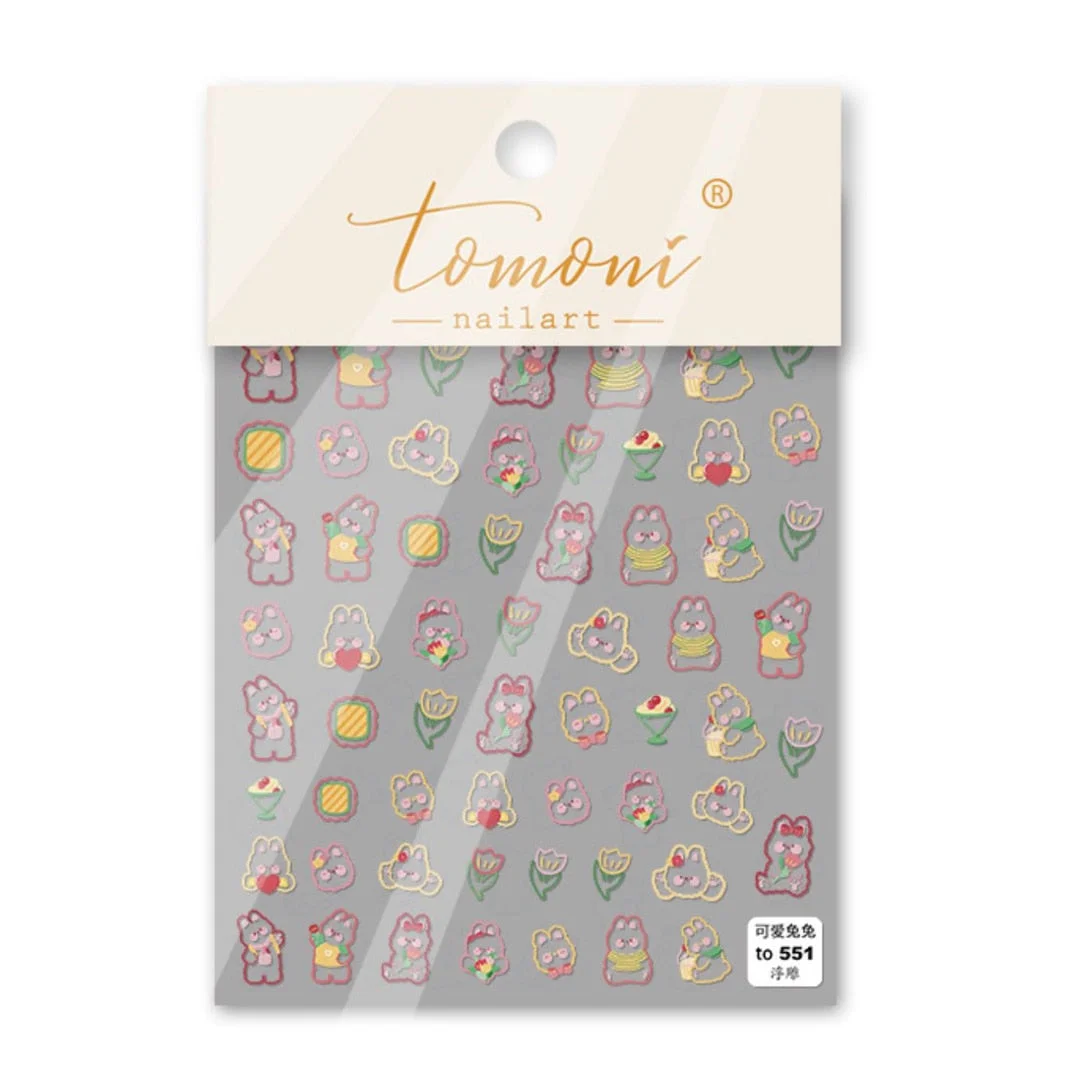 Beautizon Colorful Cartoon Teddy bear High Quality 5D Engraved Nail Stickers Nail Art Decorations Nail Decals Design-Nail Inspo