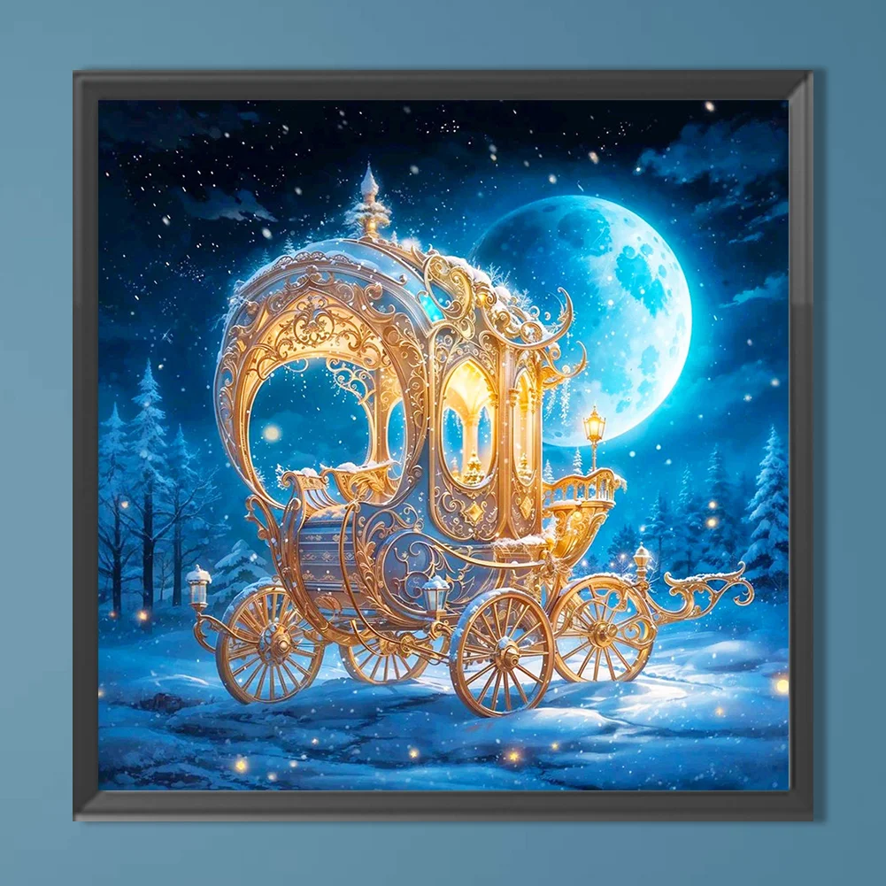 Full Round Diamond Painting 40*40cm - Pumpkin Carriage Under The Quiet Moon