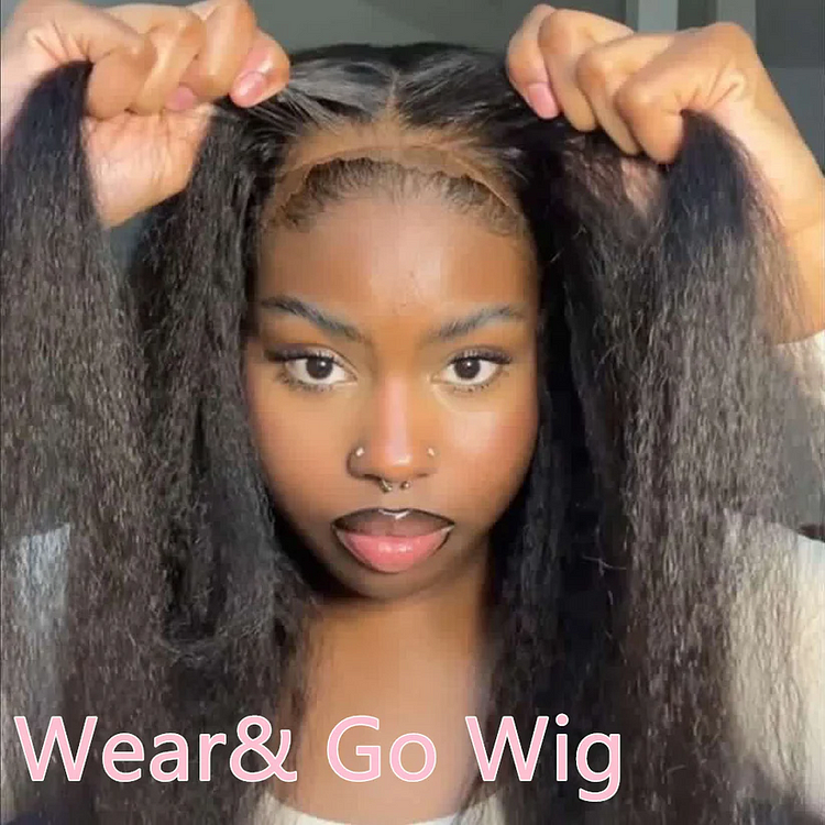 Kinky Straight Wear & Go Glueless Wigs With Natural Hairline Dome Cap Lace Closure Wigs