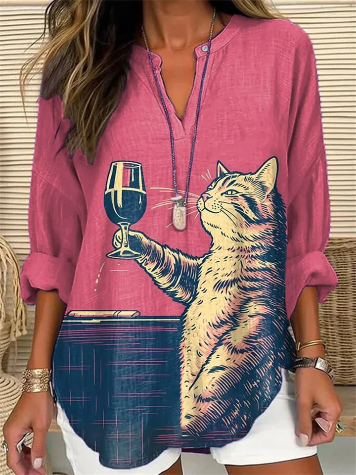Summer New Loose Printed Round Neck Casual Big Yardage Women Shirt