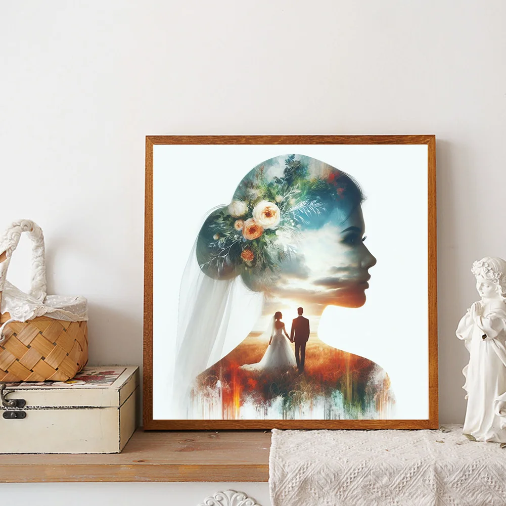 Full Round Diamond Painting 30*30cm - Romantic Wedding Silhouette