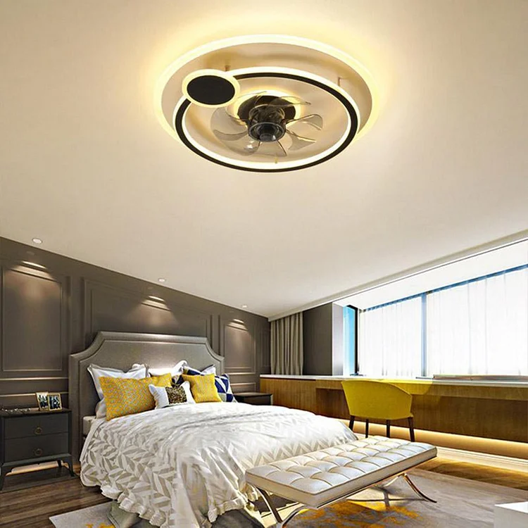 Round Planet LED Modern Ceiling Fan Light with Remote Ceiling Fan Lamp - Appledas