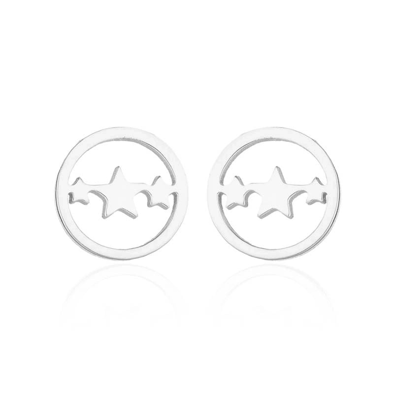 1 Pair Fashion Star Moon Tree Plating Hollow Out 304 Stainless Steel 18K Gold Plated Ear Studs