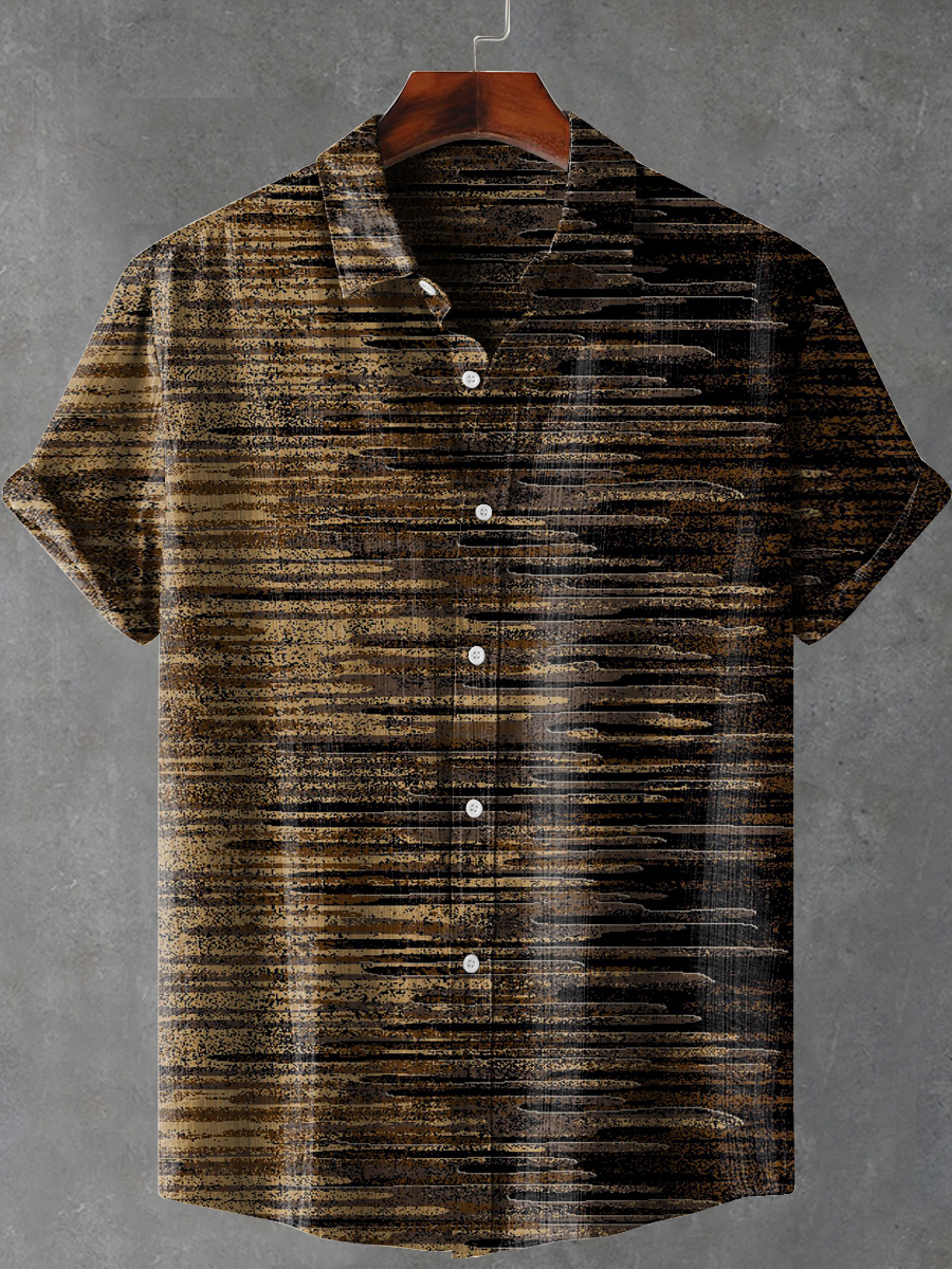Stripes Gradient Art Print Casual 100% Cotton Shirt