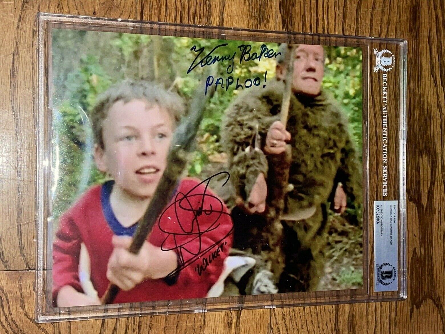 Kenny Baker & Warwick Davis Star Wars signed ENCAPSULATED 8x10 Photo Poster painting BAS Beckett