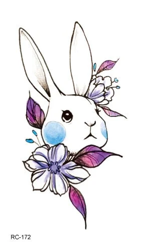 Mermaid Cat Fox Flower Wind chimes rabbit Waterproof Temporary Tattoo Sticker Rose Flash Tattoos Body Art Fake Arm tatoo Women