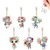>SALE<6Pcs Acrylic Double Side Zombie Holding Flowers Diamond Art Craft Keychain
