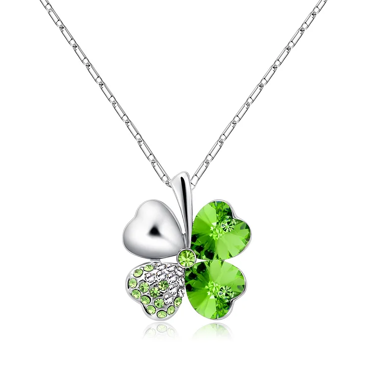 Irish By Blood American By Birth Patriot By Choice Four-Leaf Clover Crystal Necklace