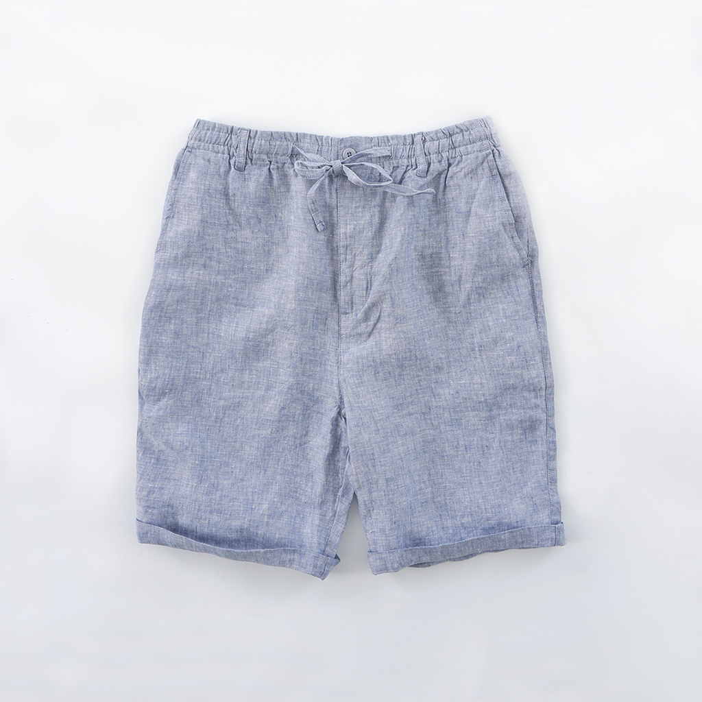100% European Linen Men's Casual Beach Shorts REAL SILK LIFE