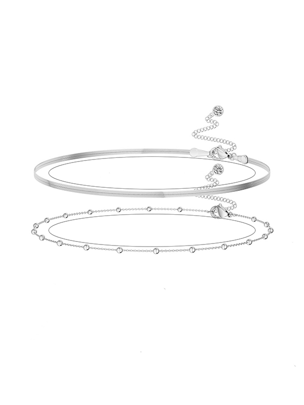 Chains Solid Color Waist Chain Accessories Two Pieces SILVER-One_size